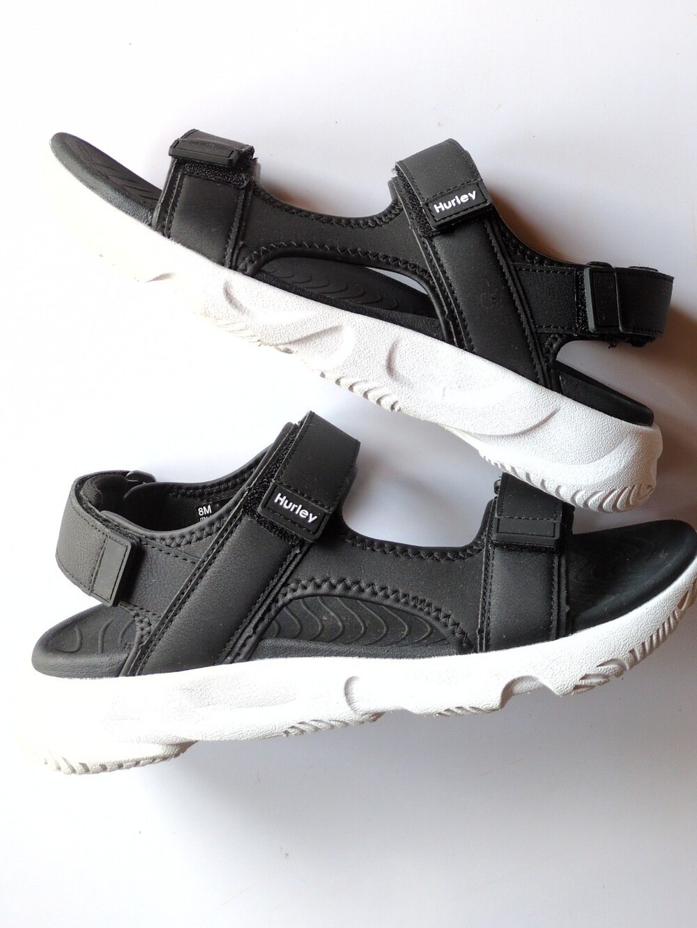 HURLEY  Mens Black  Sz 8 Oceanside Sport Strap Sandals 3-Way Adjustment